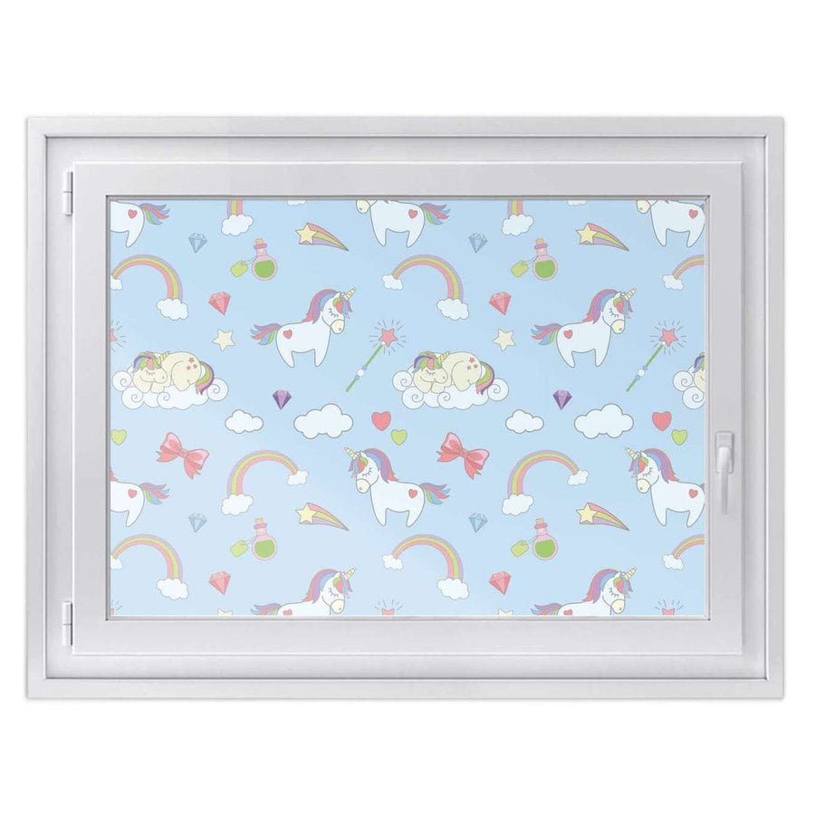 Fensterfolie [quer] -Rainbow Unicorn- Größe: 100x70 cm