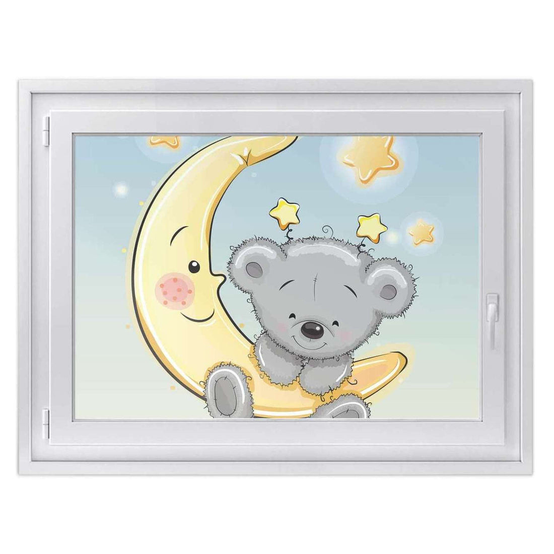 Fensterfolie [quer] -Teddy und Mond- Größe: 100x70 cm