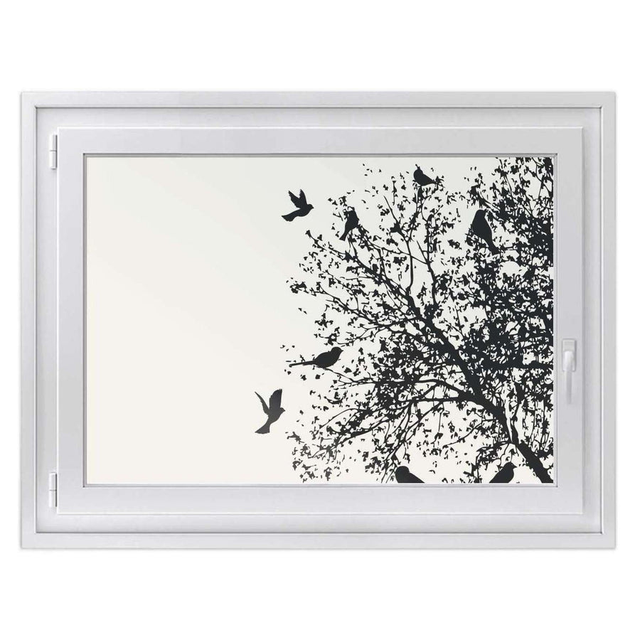 Fensterfolie [quer] -Tree and Birds 2- Größe: 100x70 cm