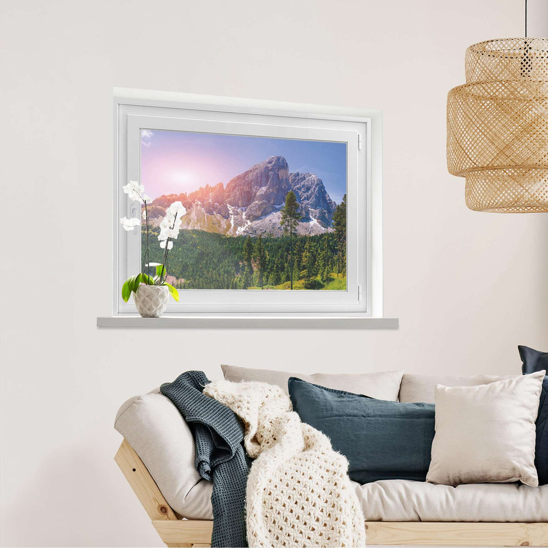 Fensterfolie [quer] Alpenblick  - Wohnzimmer100cm x 70cm