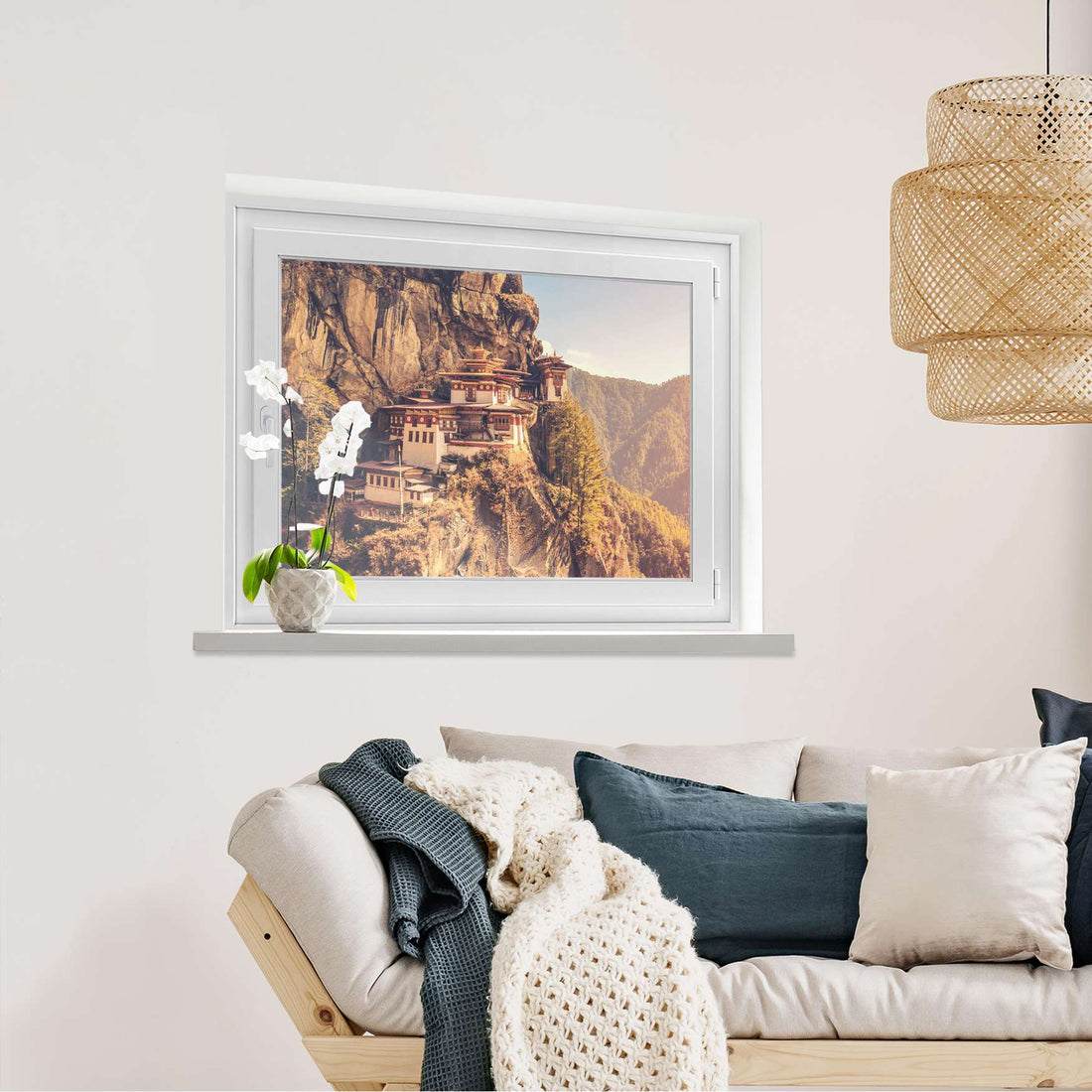 Fensterfolie [quer] Bhutans Paradise  - Wohnzimmer100cm x 70cm
