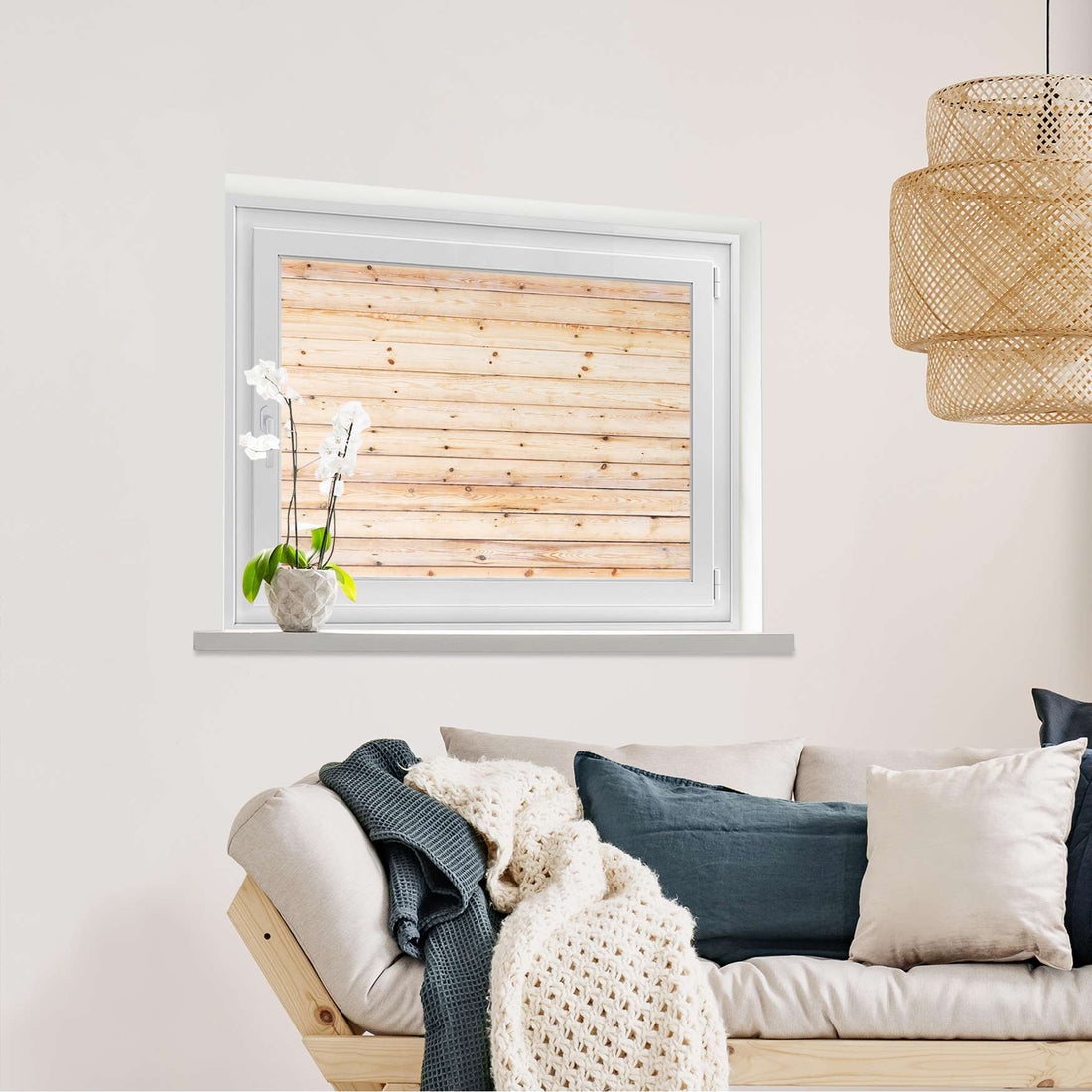 Fensterfolie [quer] Bright Planks  - Wohnzimmer100cm x 70cm
