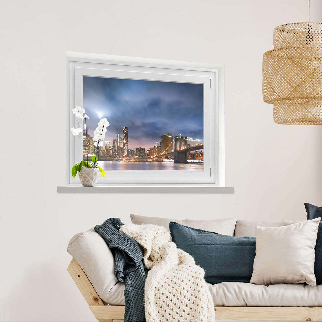 Fensterfolie [quer] Brooklyn Bridge  - Wohnzimmer100cm x 70cm