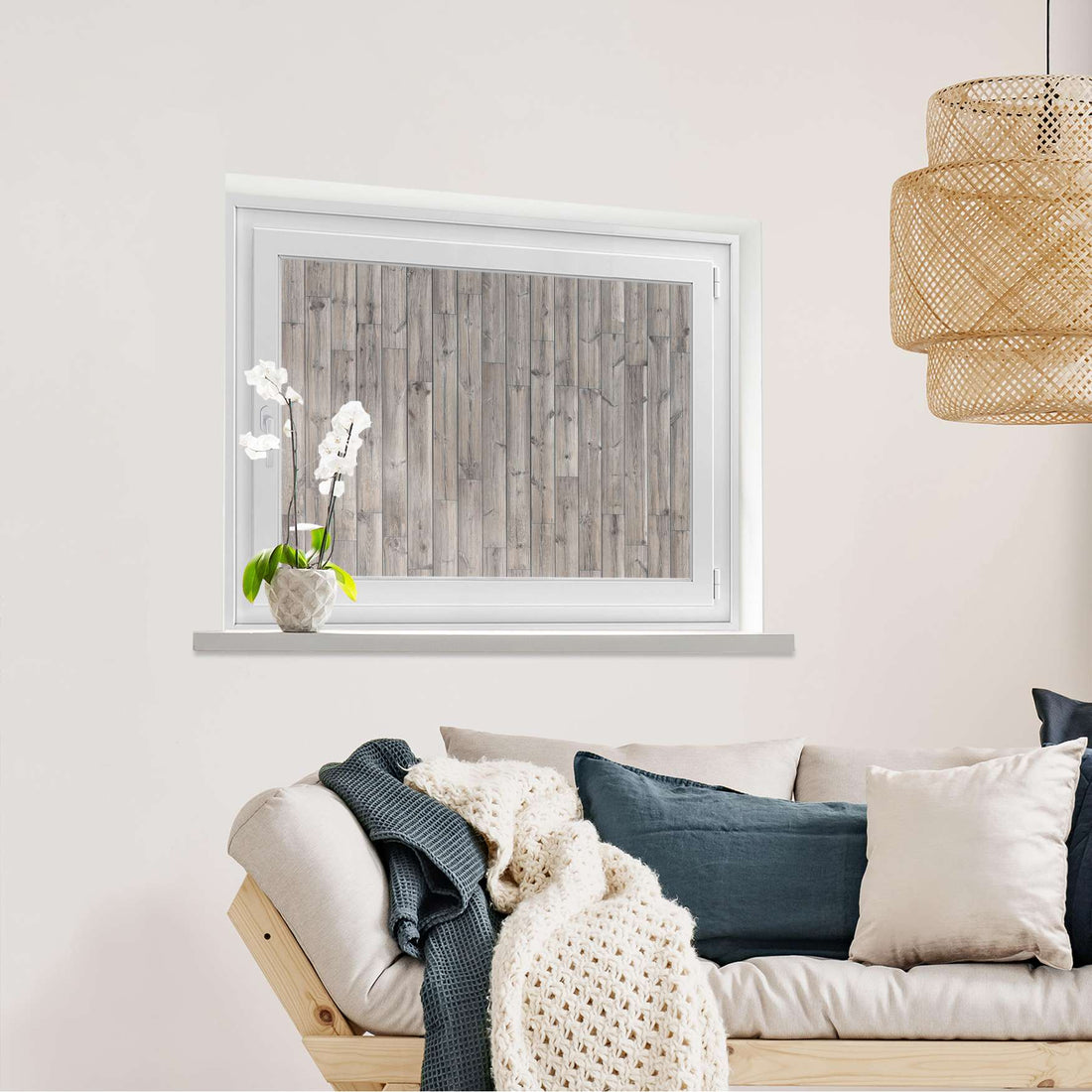 Fensterfolie [quer] Dark washed  - Wohnzimmer100cm x 70cm