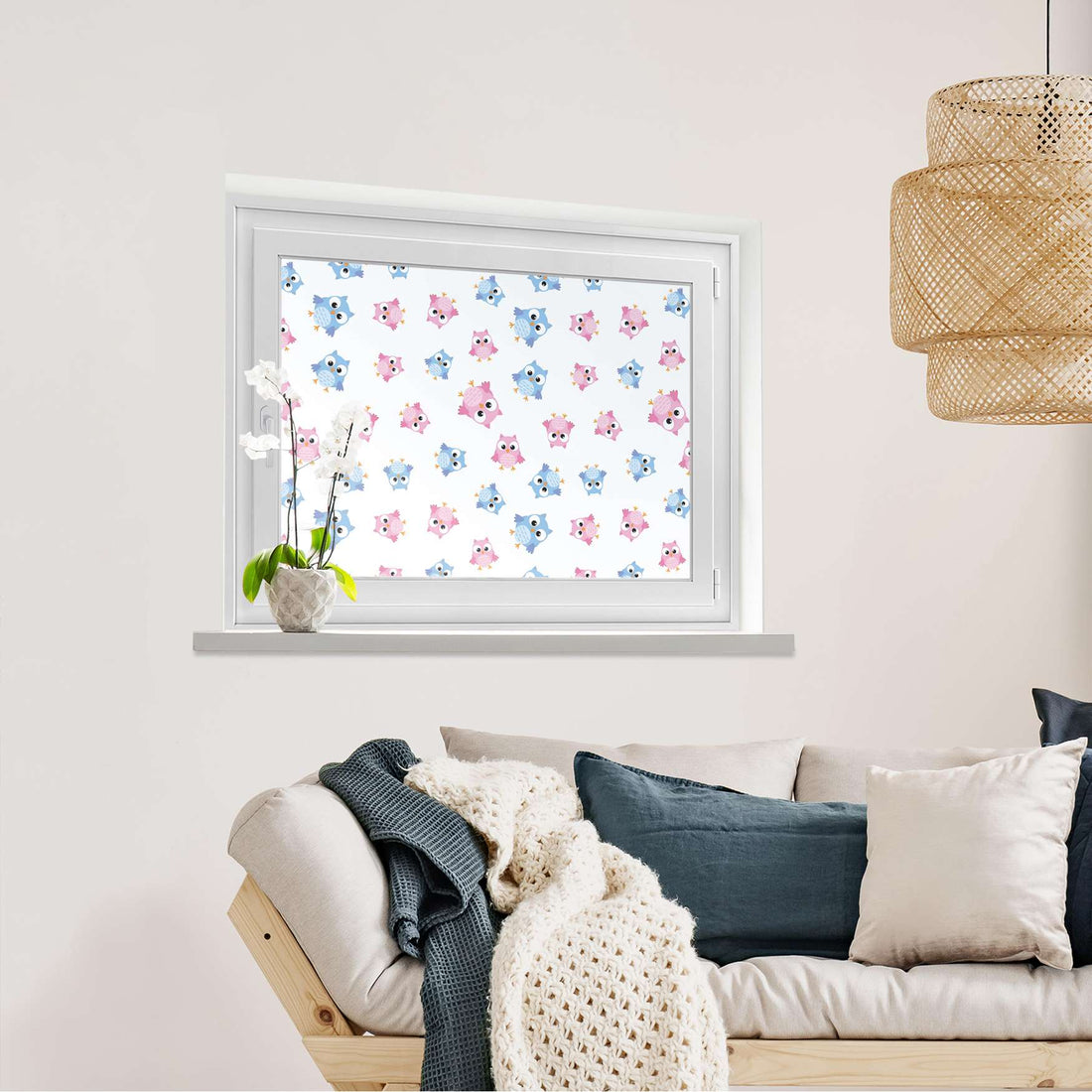 Fensterfolie [quer] Eulenparty  - Wohnzimmer100cm x 70cm