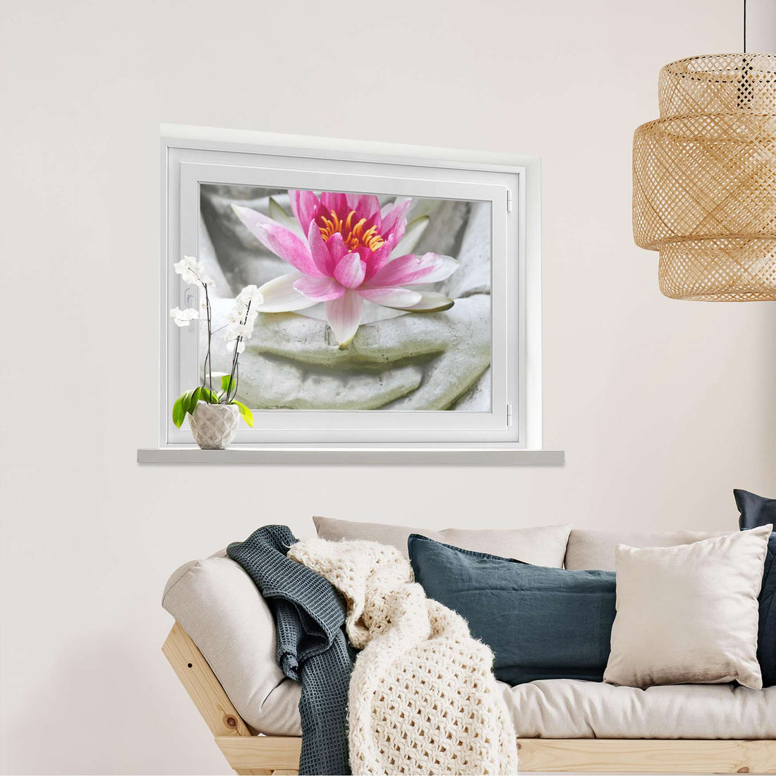 Fensterfolie [quer] Flower Buddha  - Wohnzimmer100cm x 70cm