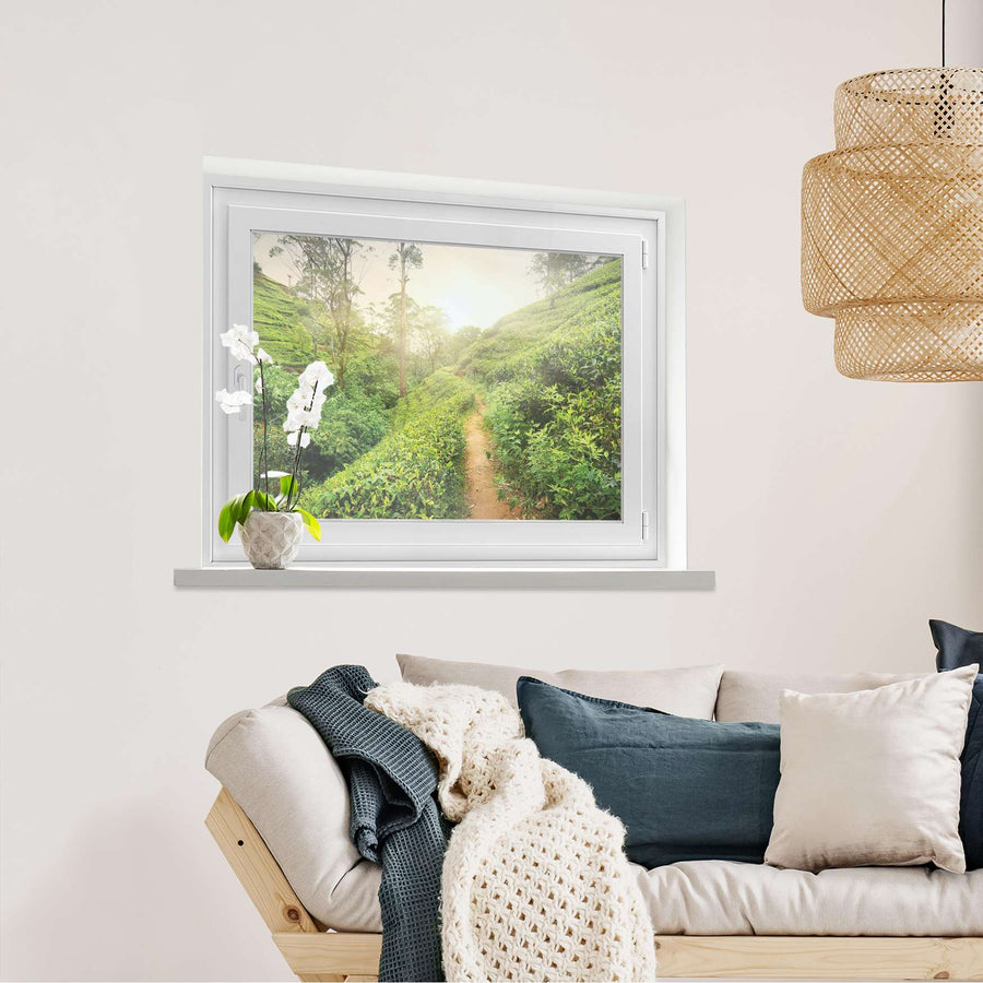 Fensterfolie [quer] Green Tea Fields  - Wohnzimmer100cm x 70cm