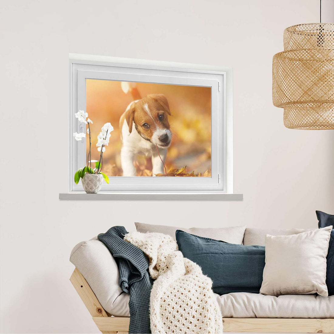 Fensterfolie [quer] Jack the Puppy  - Wohnzimmer100cm x 70cm