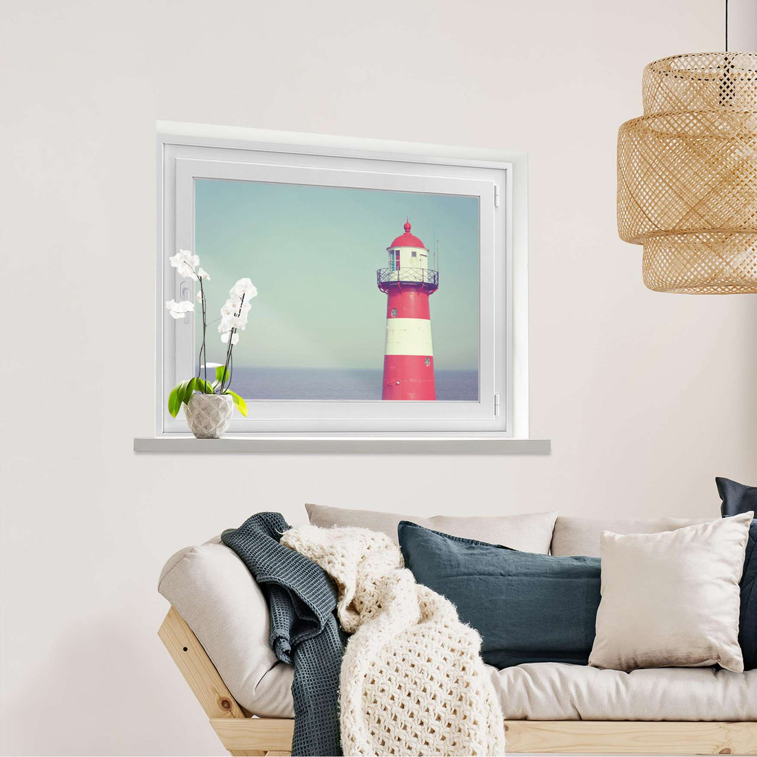 Fensterfolie [quer] Leuchtturm  - Wohnzimmer100cm x 70cm