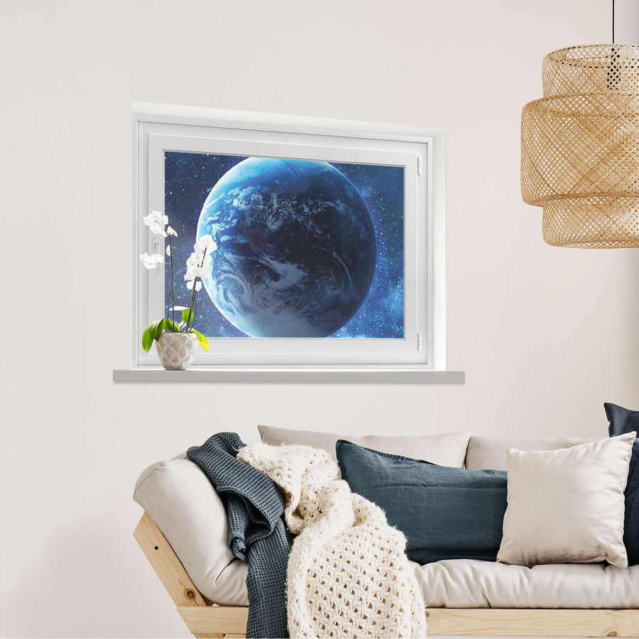 Fensterfolie [quer] Planet Blue  - Wohnzimmer100cm x 70cm