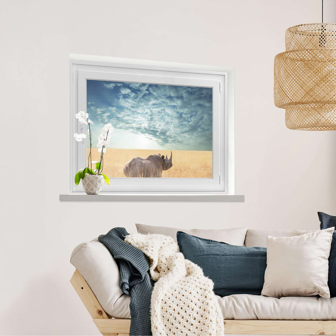 Fensterfolie [quer] Rhino  - Wohnzimmer100cm x 70cm