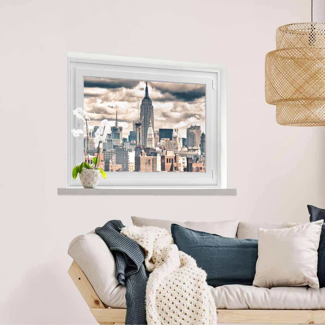 Fensterfolie [quer] Skyline NYC  - Wohnzimmer100cm x 70cm