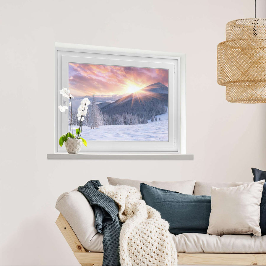Fensterfolie [quer] Zauberhafte Winterlandschaft  - Wohnzimmer100cm x 70cm