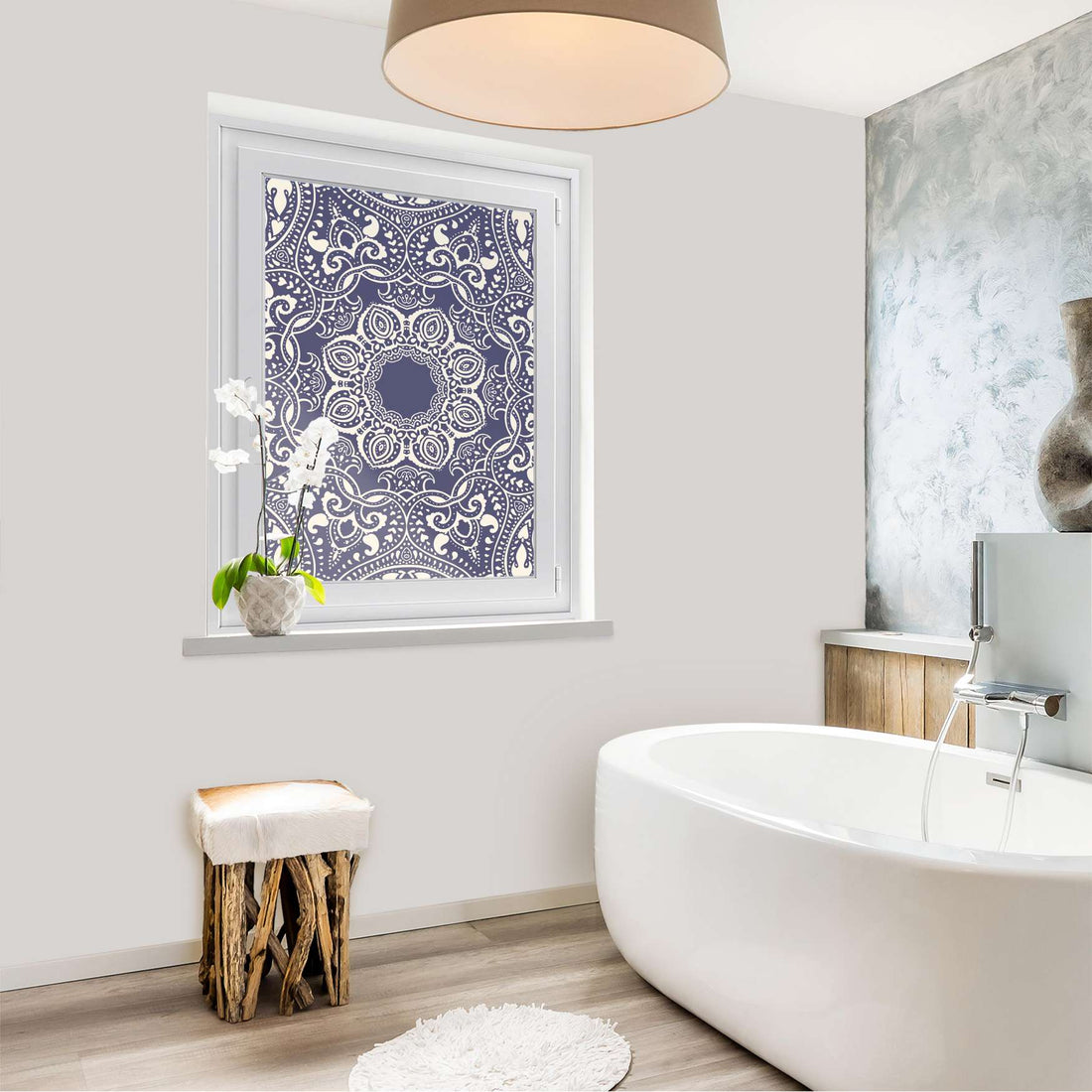 Fensterfolie [hoch] - Blue Mandala - 70x100 cm - Bad