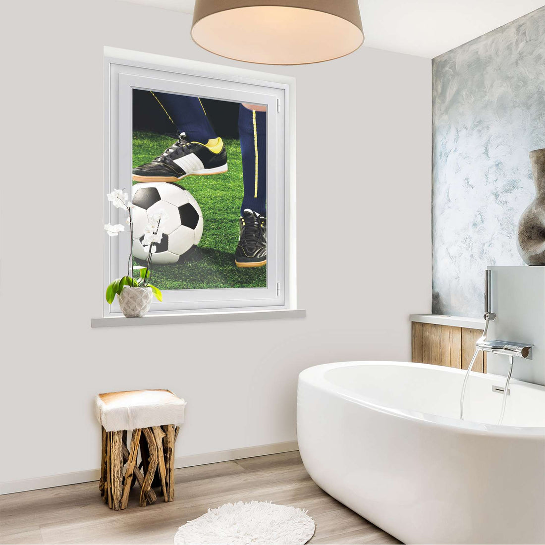 Fensterfolie [hoch] - Fussballstar - 70x100 cm - Bad