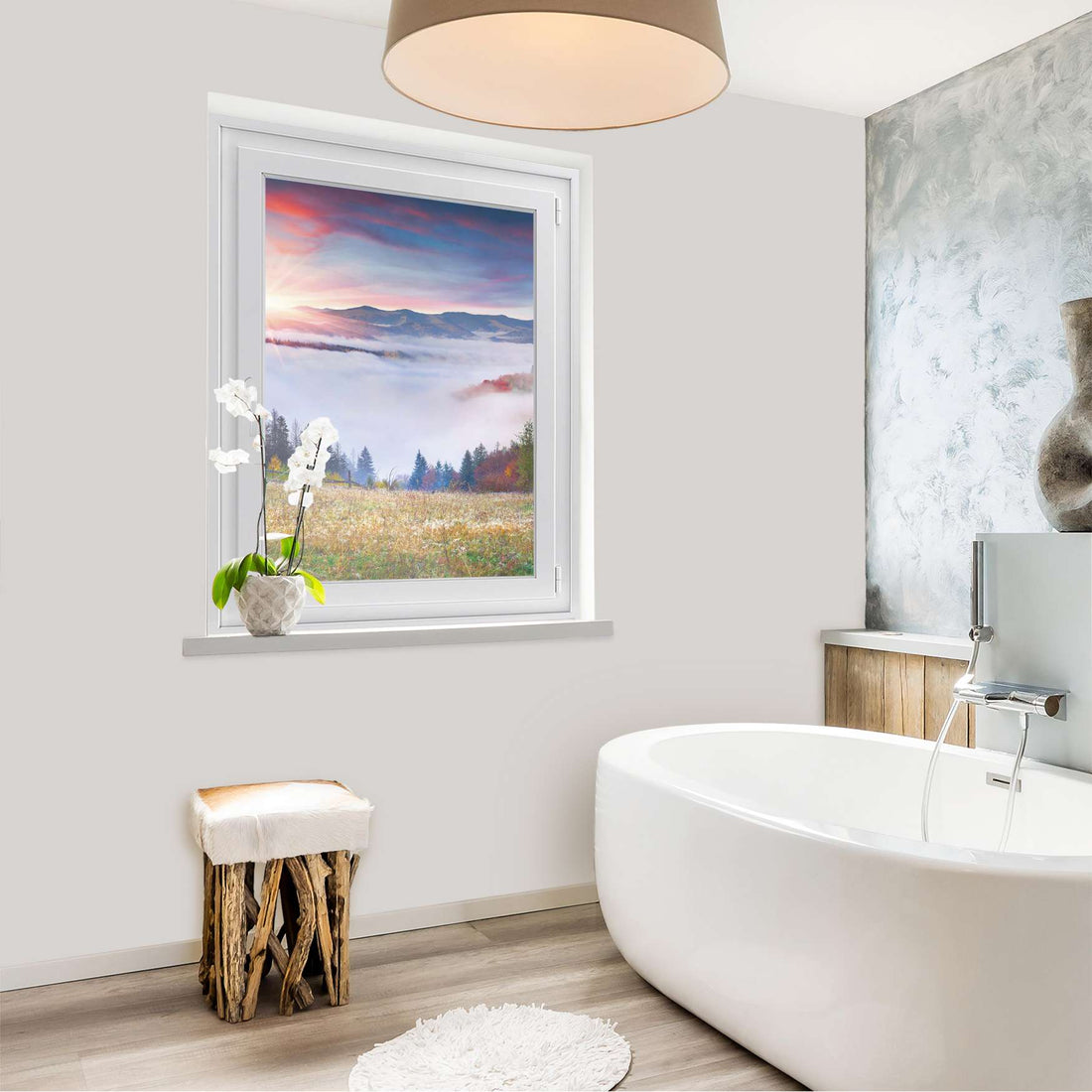 Fensterfolie [hoch] - Herbstwald - 70x100 cm - Bad