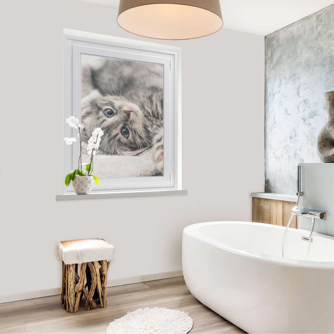 Fensterfolie [hoch] - Kitty the Cat - 70x100 cm - Bad