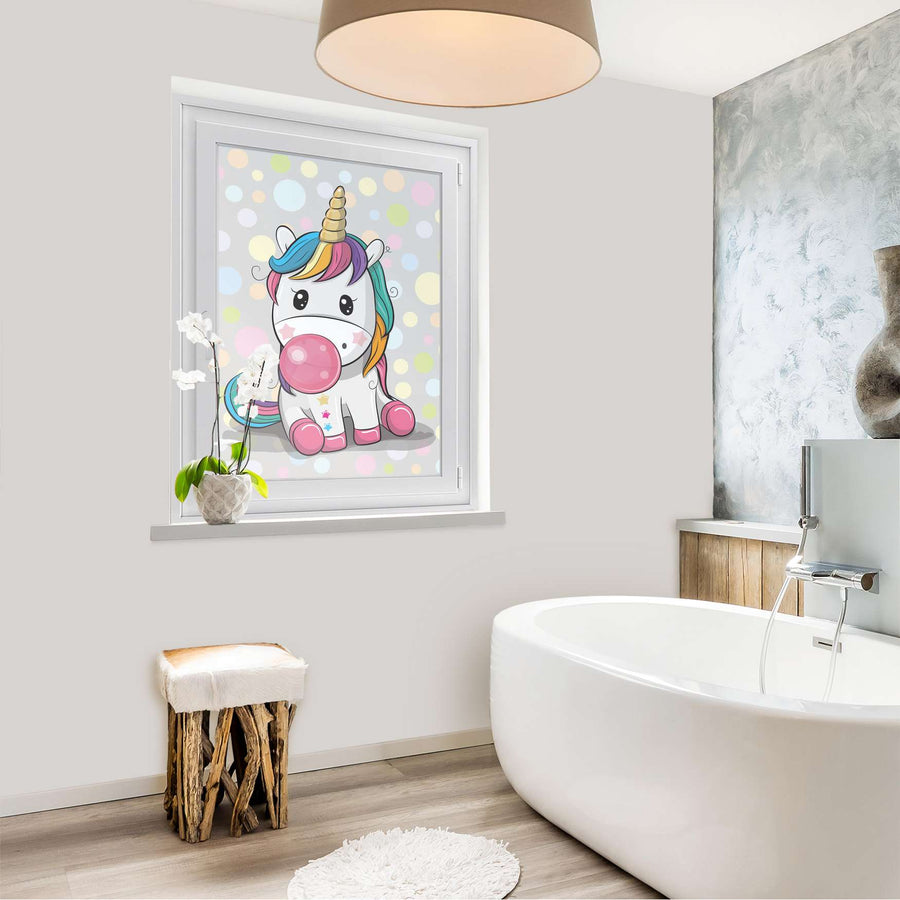 Fensterfolie [hoch] - Rainbow das Einhorn - 70x100 cm - Bad