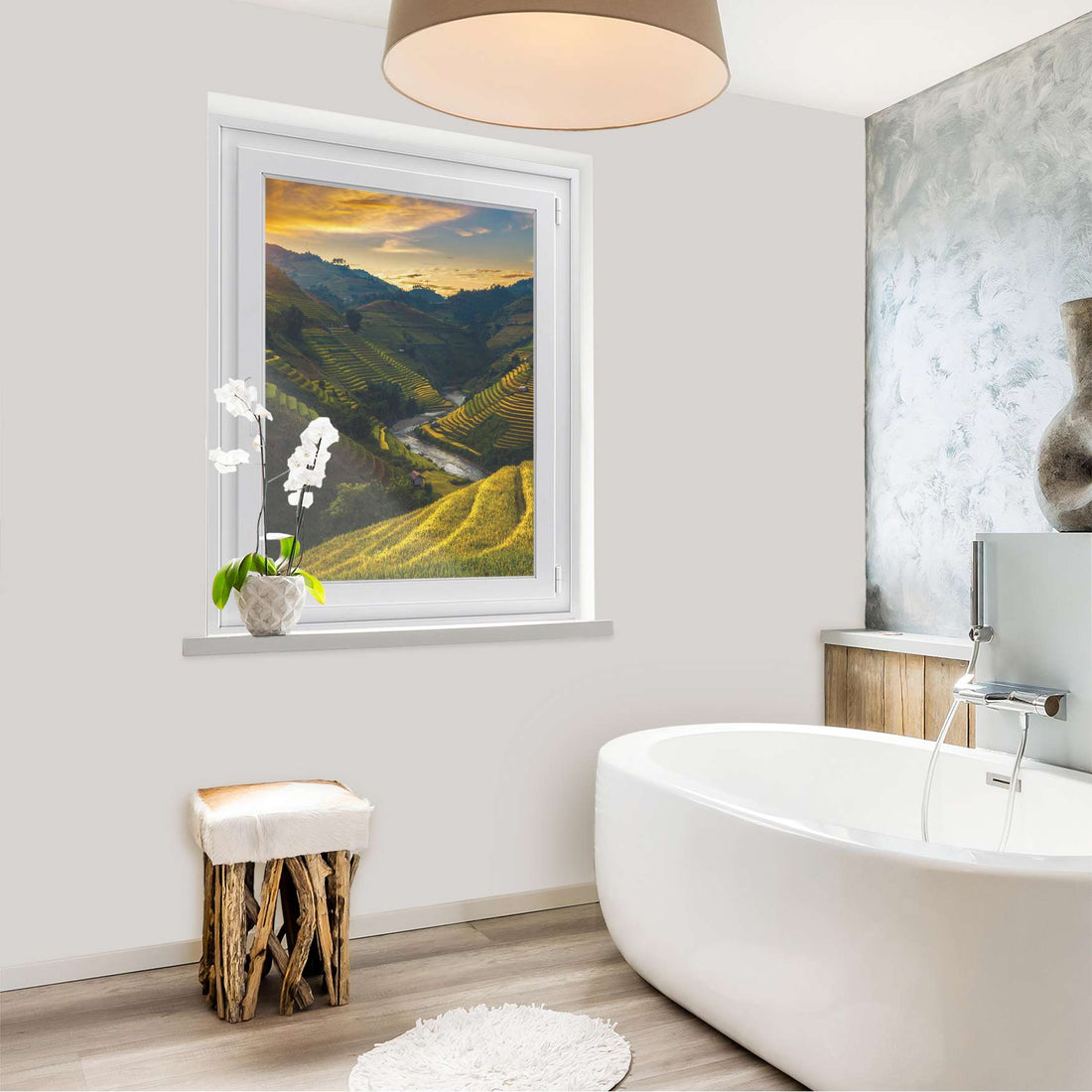 Fensterfolie [hoch] - Reisterrassen - 70x100 cm - Bad