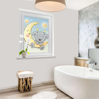 Fensterfolie [hoch] - Teddy und Mond - 70x100 cm - Bad