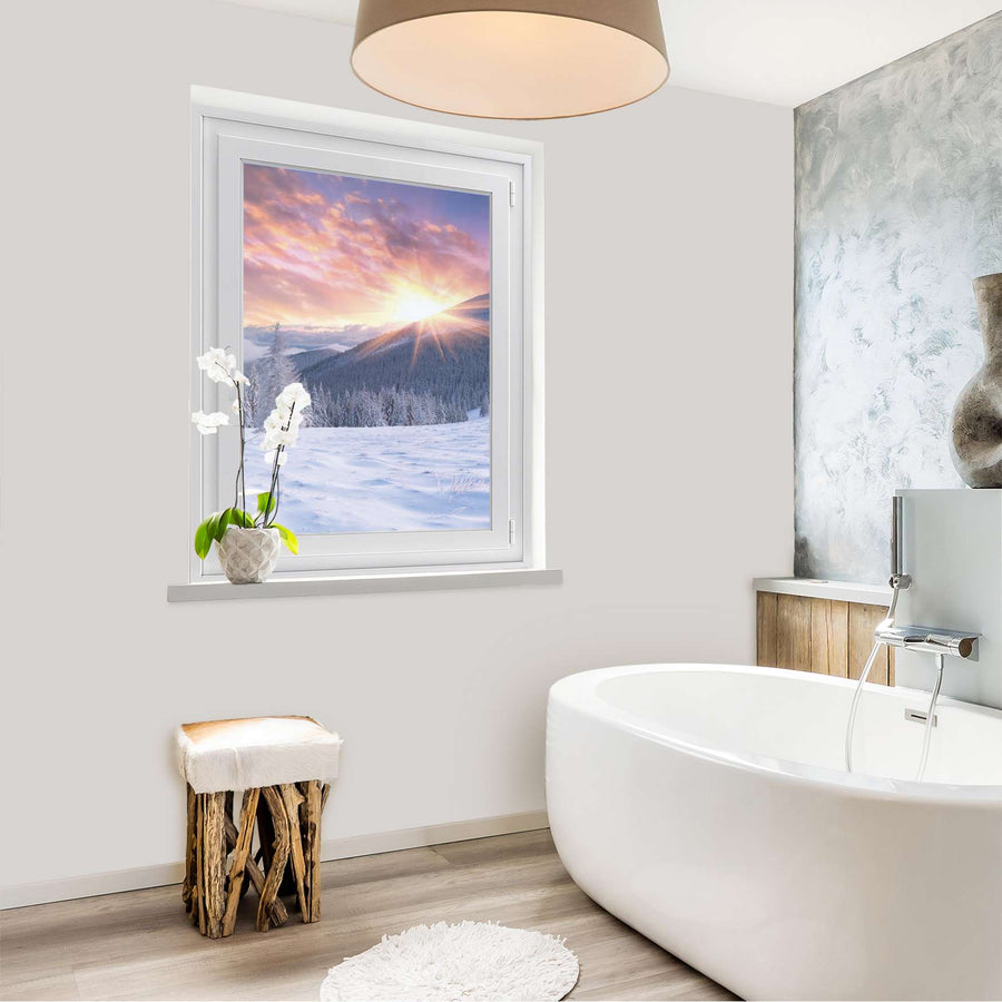 Fensterfolie [hoch] - Zauberhafte Winterlandschaft - 70x100 cm - Bad