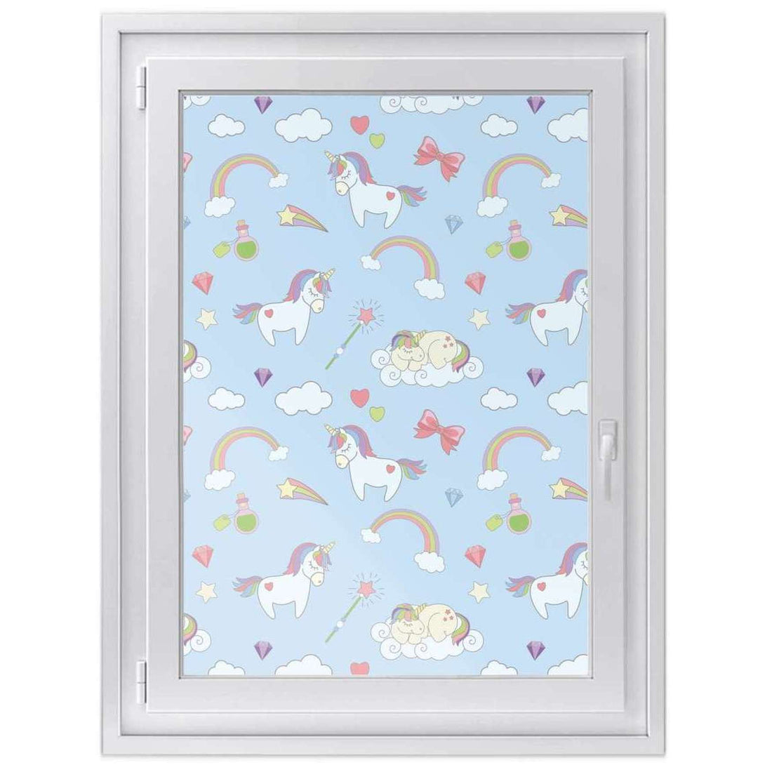 Fensterfolie [hoch] -Rainbow Unicorn- Größe: 70x100 cm