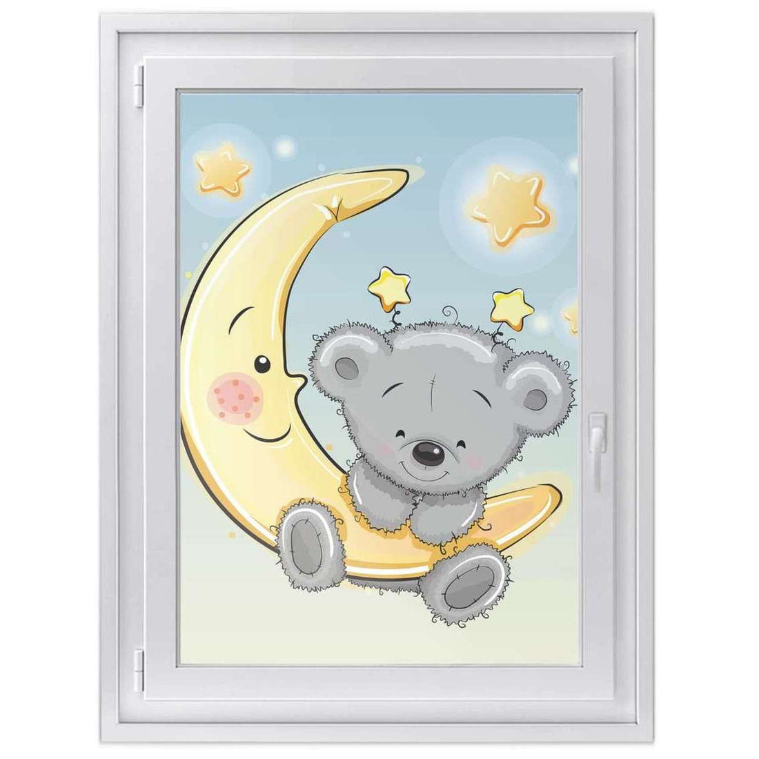Fensterfolie [hoch] -Teddy und Mond- Größe: 70x100 cm