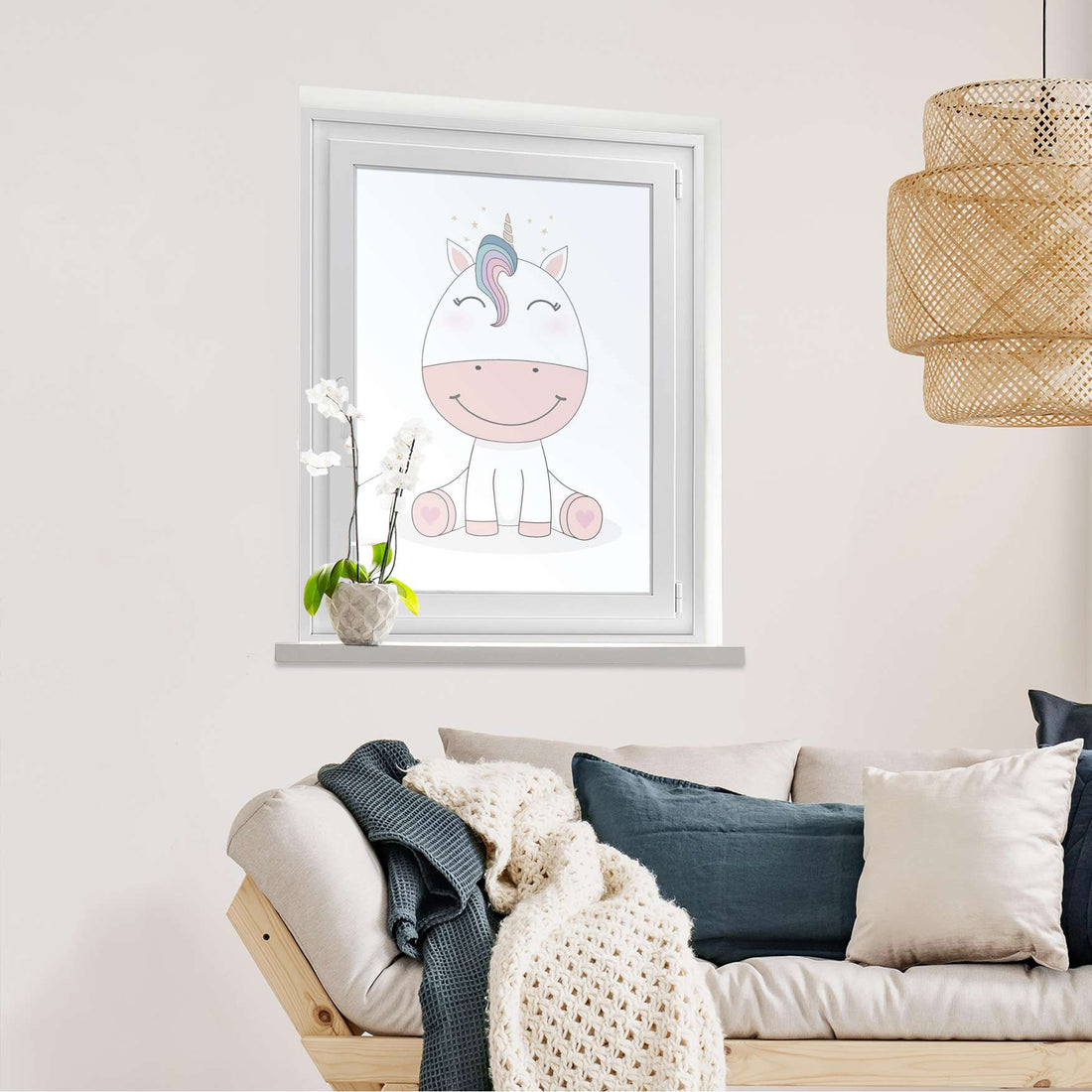 Fensterfolie [hoch] Baby Unicorn  - Wohnzimmer70cm x 100cm