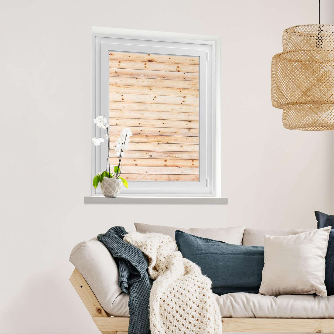 Fensterfolie [hoch] Bright Planks  - Wohnzimmer70cm x 100cm