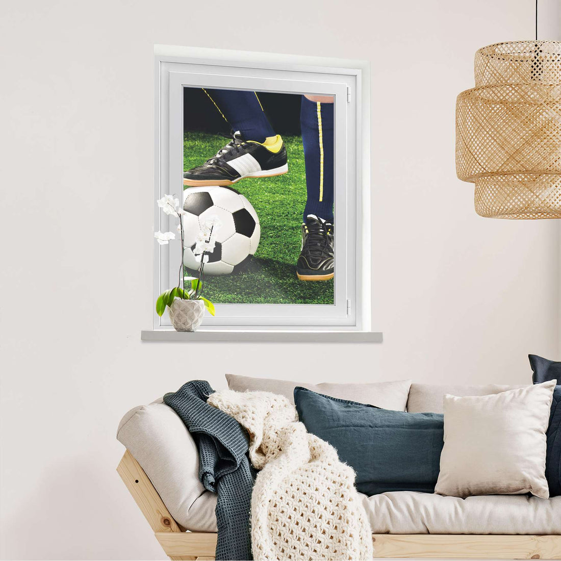 Fensterfolie [hoch] Fussballstar  - Wohnzimmer70cm x 100cm