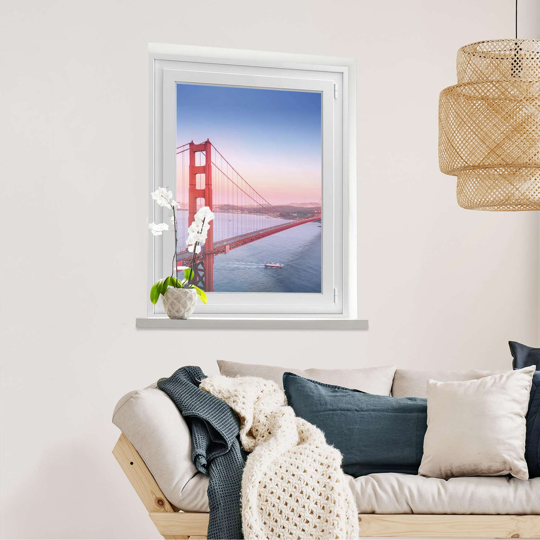 Fensterfolie [hoch] Golden Gate  - Wohnzimmer70cm x 100cm