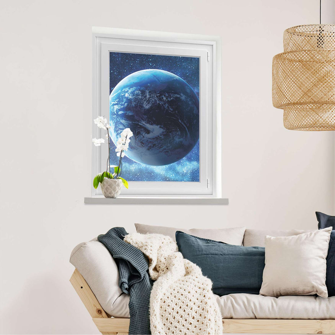 Fensterfolie [hoch] Planet Blue  - Wohnzimmer70cm x 100cm