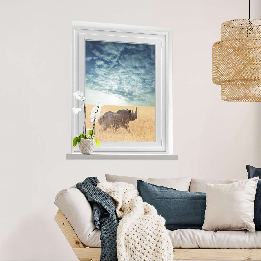 Fensterfolie [hoch] Rhino  - Wohnzimmer70cm x 100cm