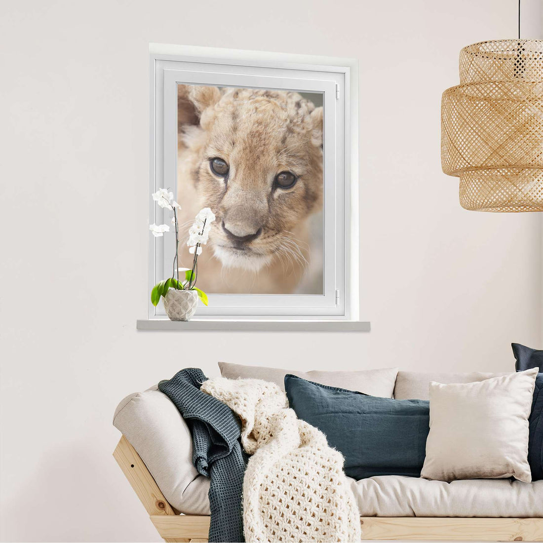 Fensterfolie [hoch] Simba  - Wohnzimmer70cm x 100cm