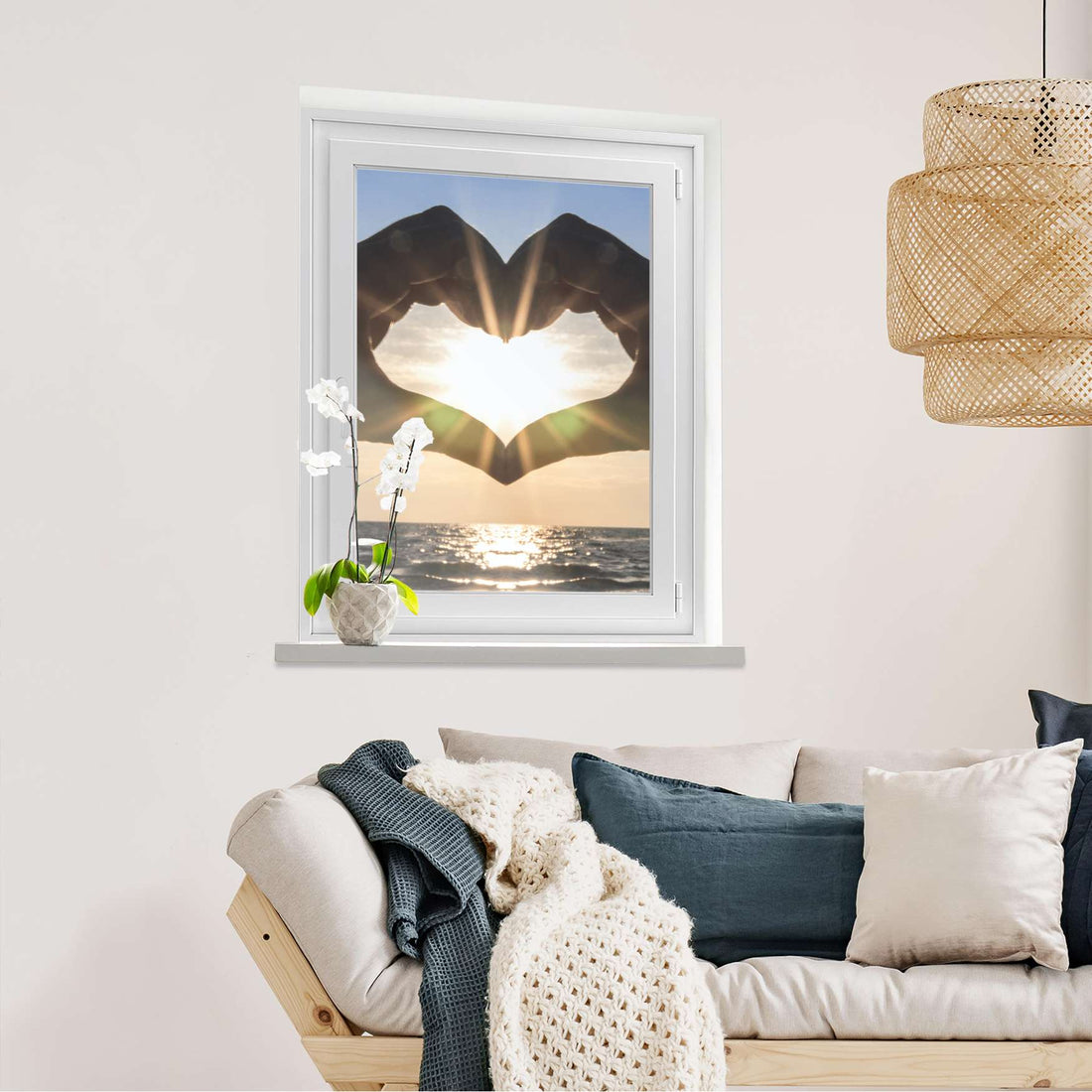 Fensterfolie [hoch] Sunny Heart  - Wohnzimmer70cm x 100cm