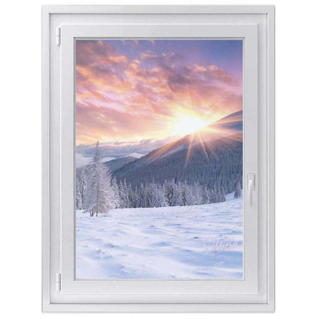 Fensterfolie [hoch] -Zauberhafte Winterlandschaft- Größe: 70x100 cm