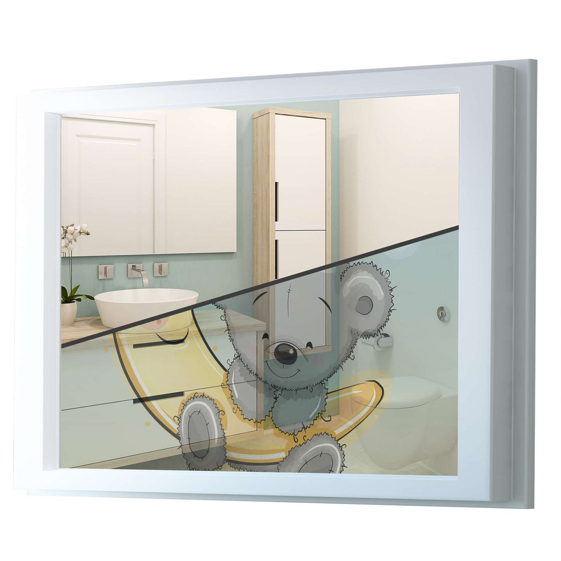 Fensterfolie [quer] - Teddy und Mond - 100x70 cm - Transparenz