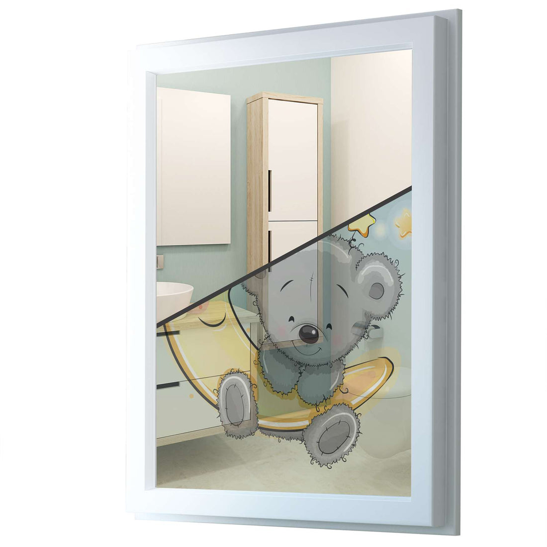Fensterfolie [hoch] - Teddy und Mond - 70x100 cm - Transparenz