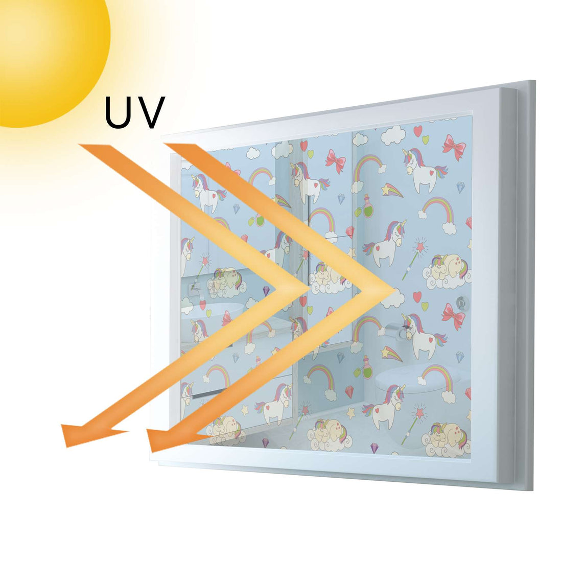 Fensterfolie [quer] - Rainbow Unicorn - 100x70 cm - UV-resistent pds1