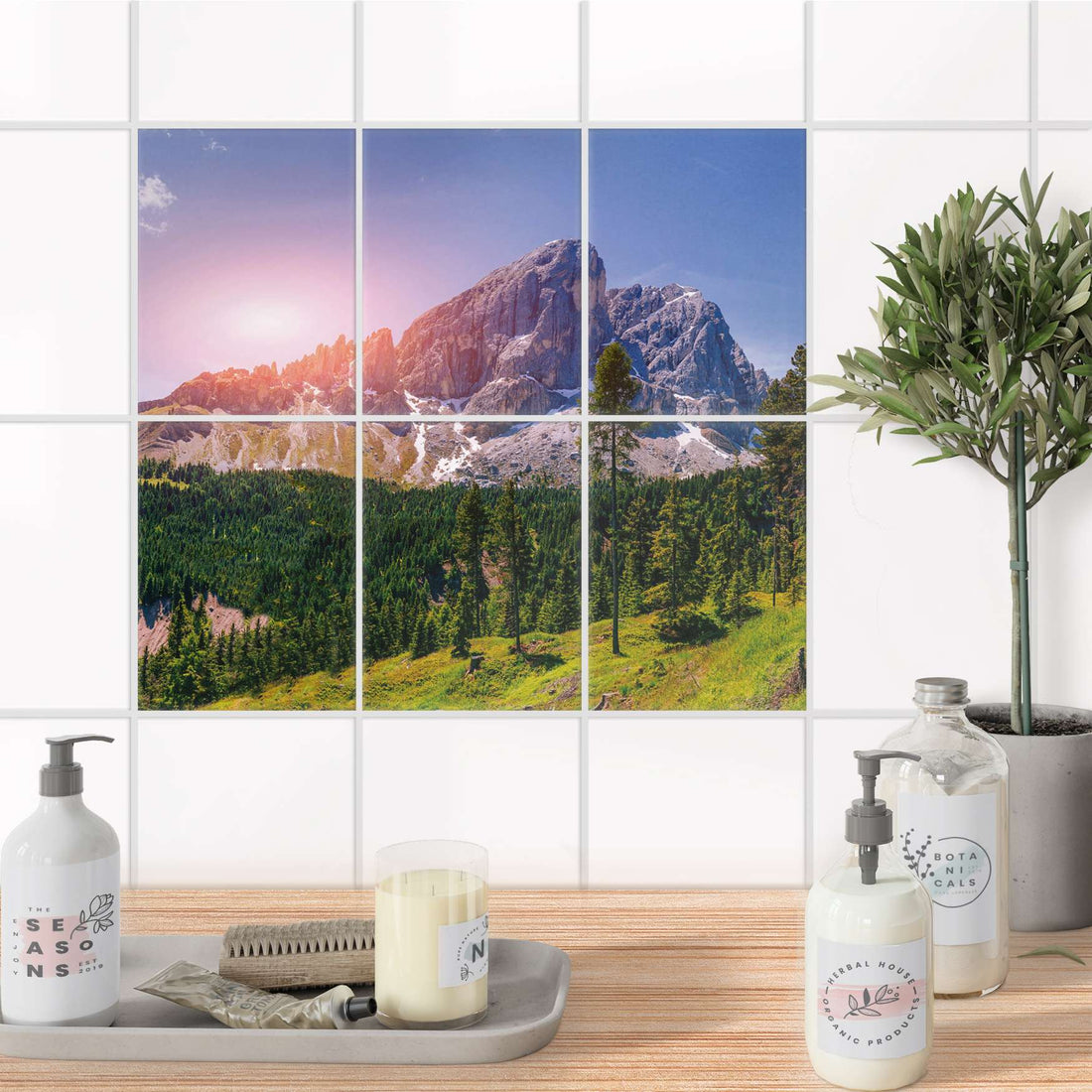 Fliesenaufkleber 15x20 cm Bad - Alpenblick