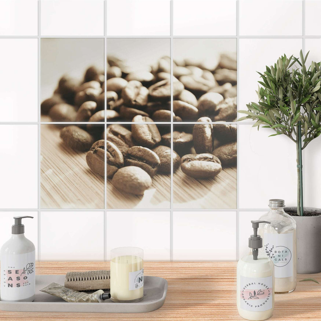 Fliesenaufkleber 15x20 cm Bad - Coffee Beans