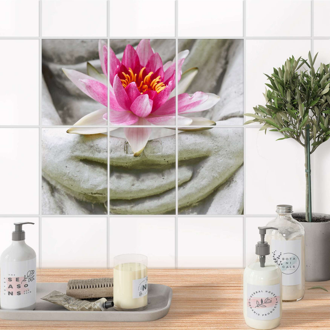 Fliesenaufkleber 15x20 cm Bad - Flower Buddha