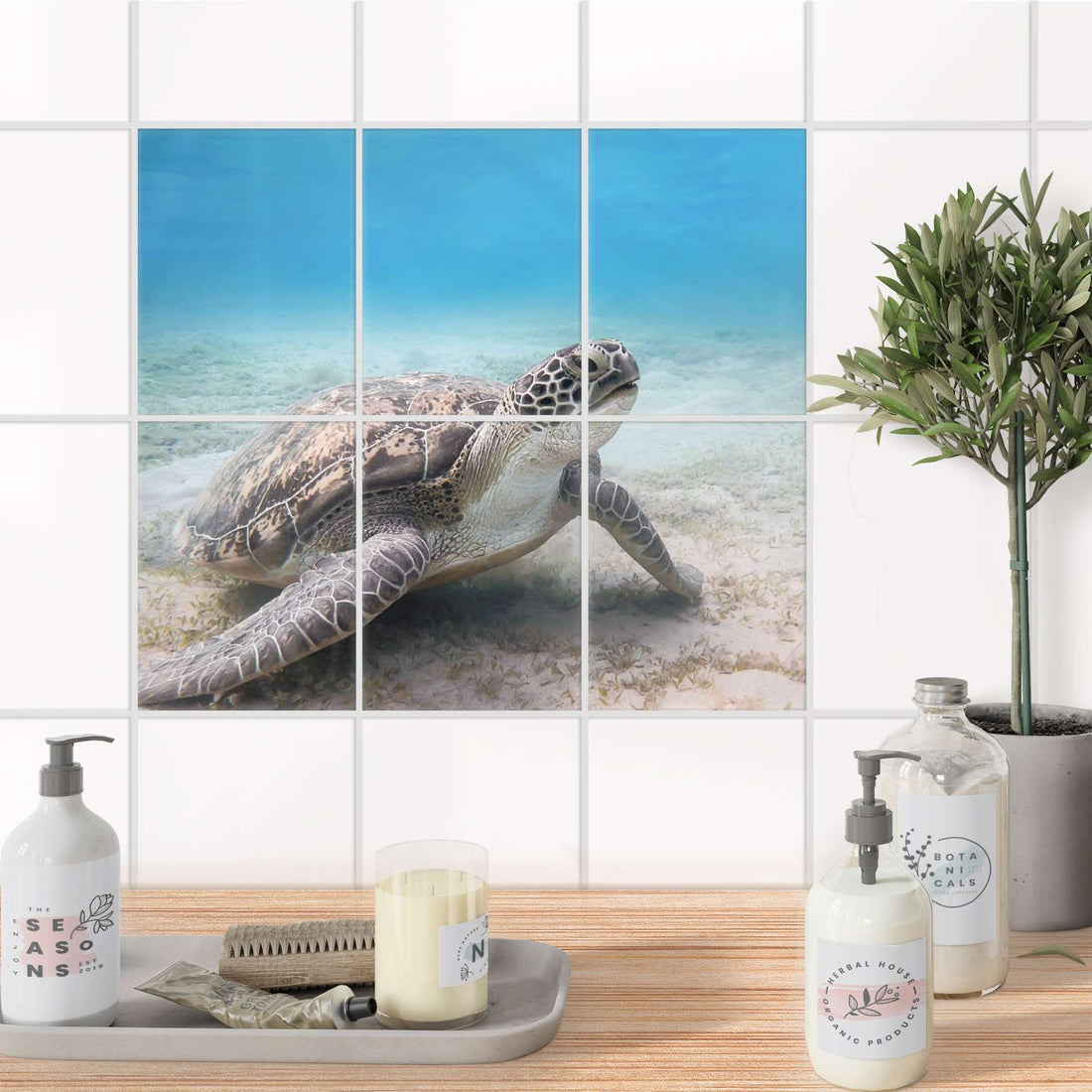 Fliesenaufkleber 15x20 cm Bad - Green Sea Turtle