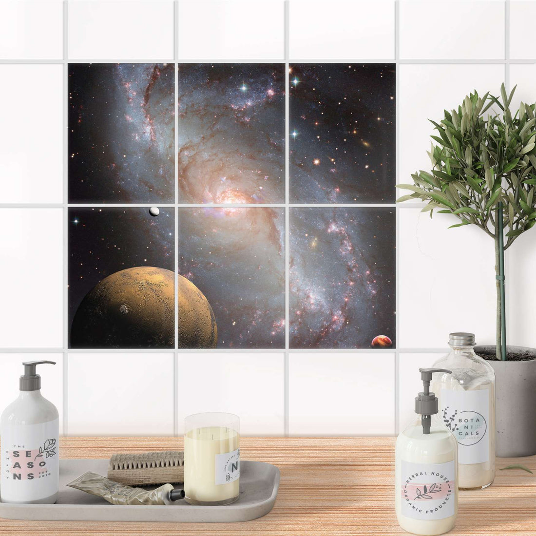 Fliesenaufkleber 15x20 cm Bad - Milky Way