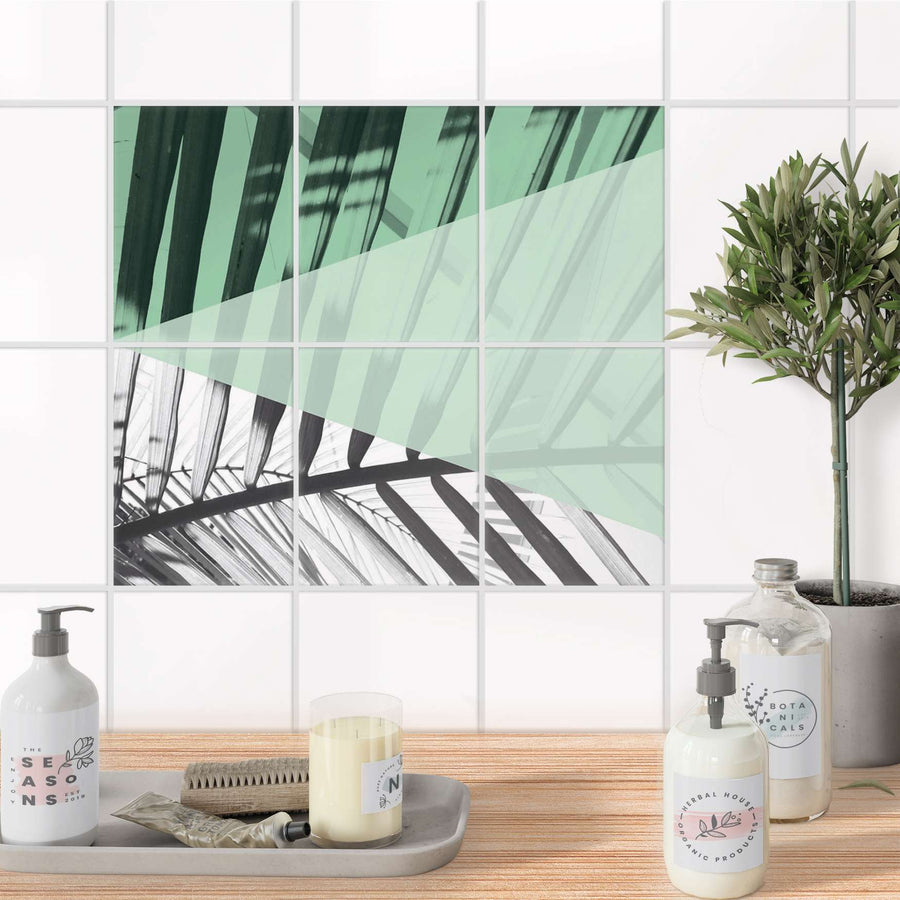 Fliesenaufkleber 15x20 cm Bad - Palmen mint