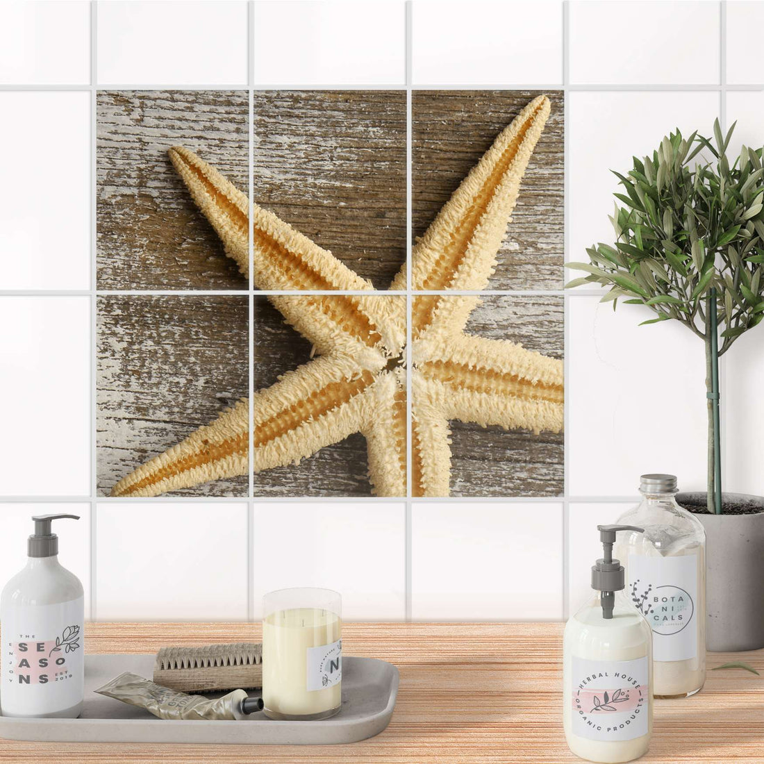 Fliesenaufkleber 15x20 cm Bad - Starfish