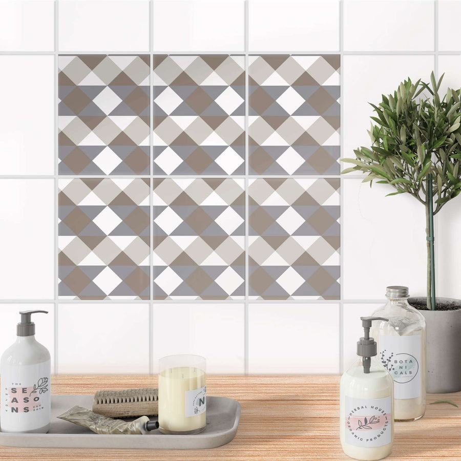 Fliesenaufkleber 15x20 cm Bad - Triangle Pattern - Grau