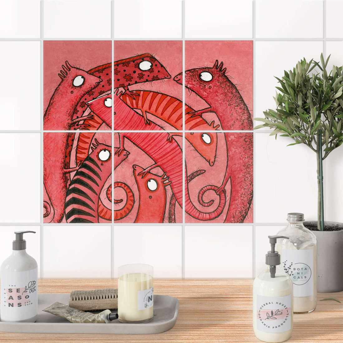Fliesenaufkleber 15x20 cm Bad - Wer mit wem