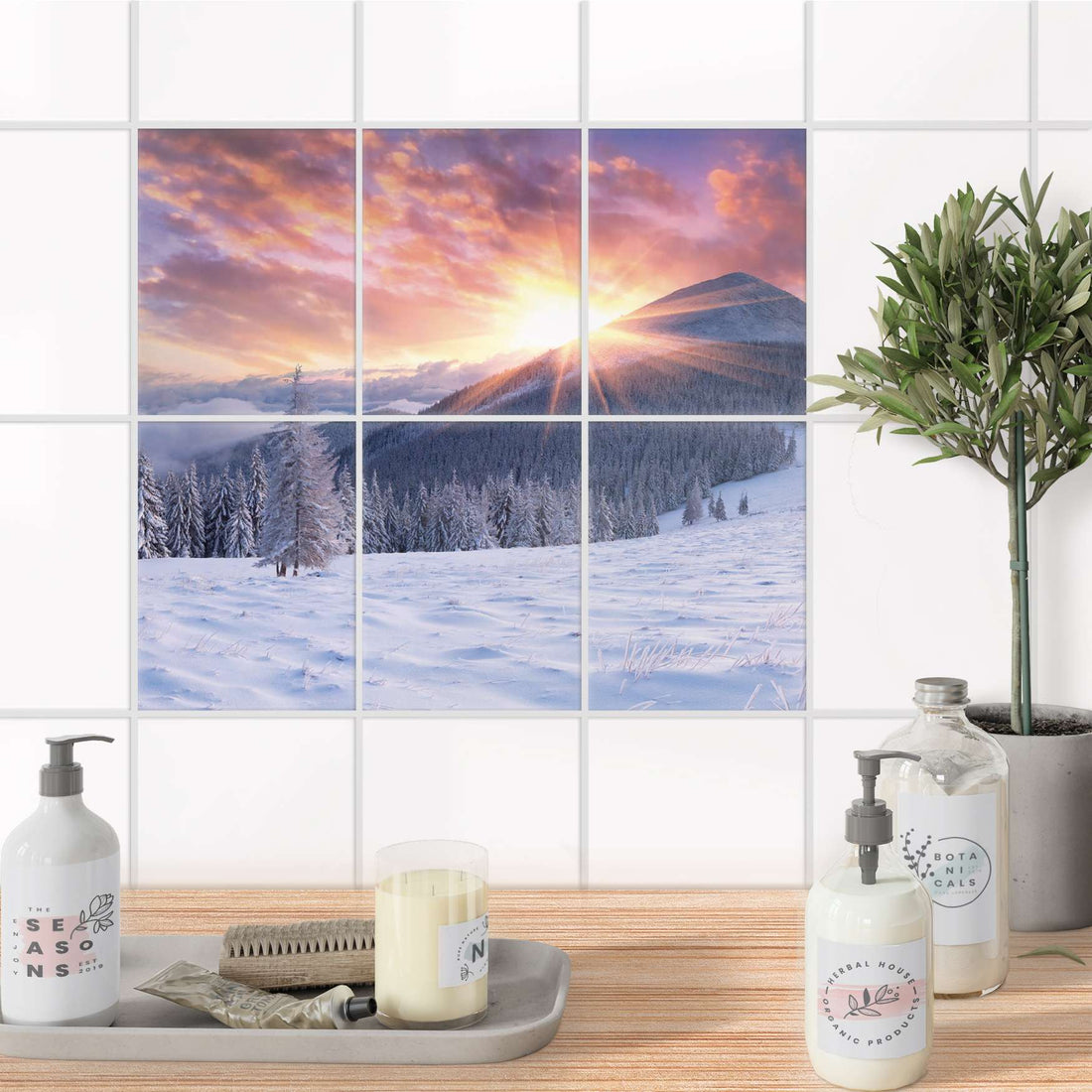 Fliesenaufkleber 15x20 cm Bad - Zauberhafte Winterlandschaft