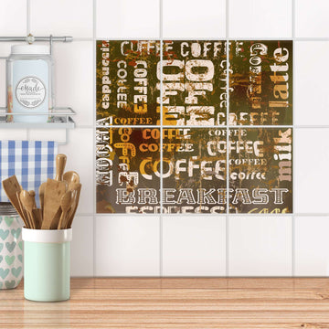 Fliesenaufkleber 15x20 cm Küche - Coffee Typo